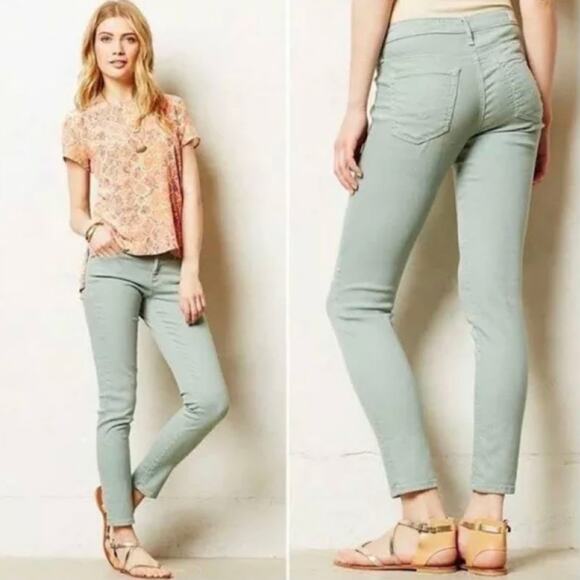 AG Adriano Goldschmied Chino Women sz.‎ 26R Sage Green Stevie Ankle Preppy Jeans - Picture 10 of 13